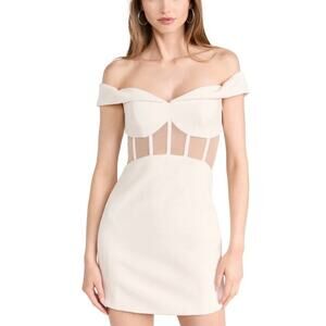 Misha Collection Cher White Mesh Panel Dress Size L